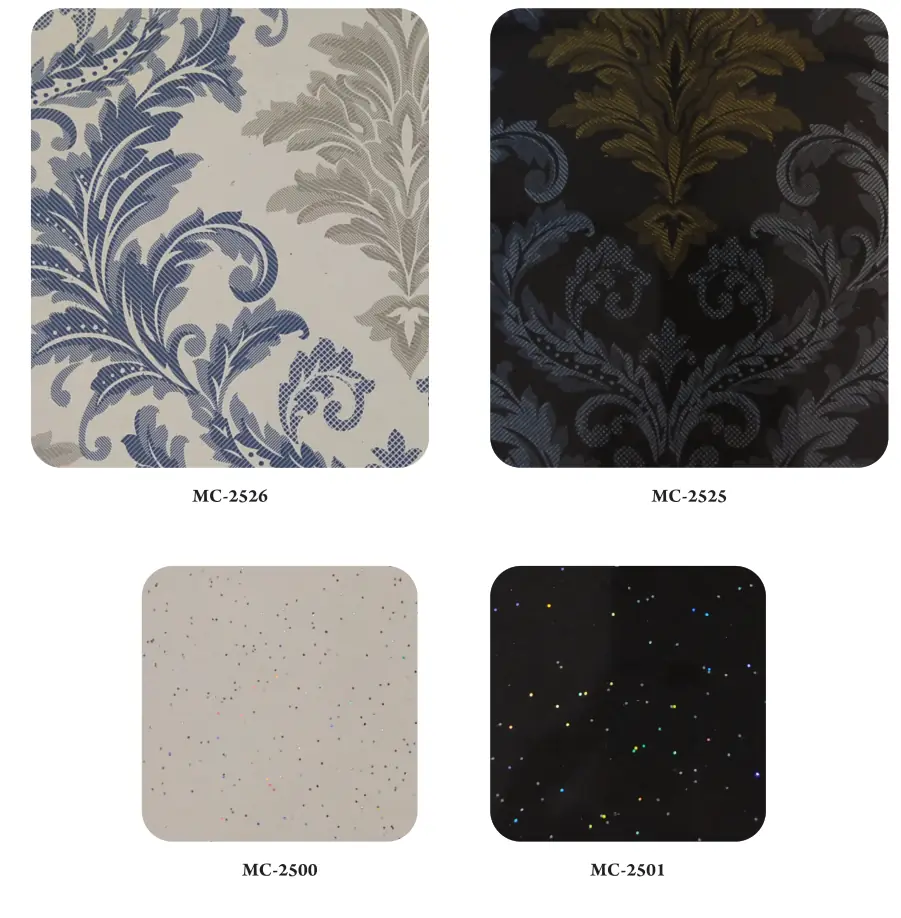 Metallic damask and sparkle laminates MC-2526, MC-2525, MC-2500 and MC-2501 from Smart Shine